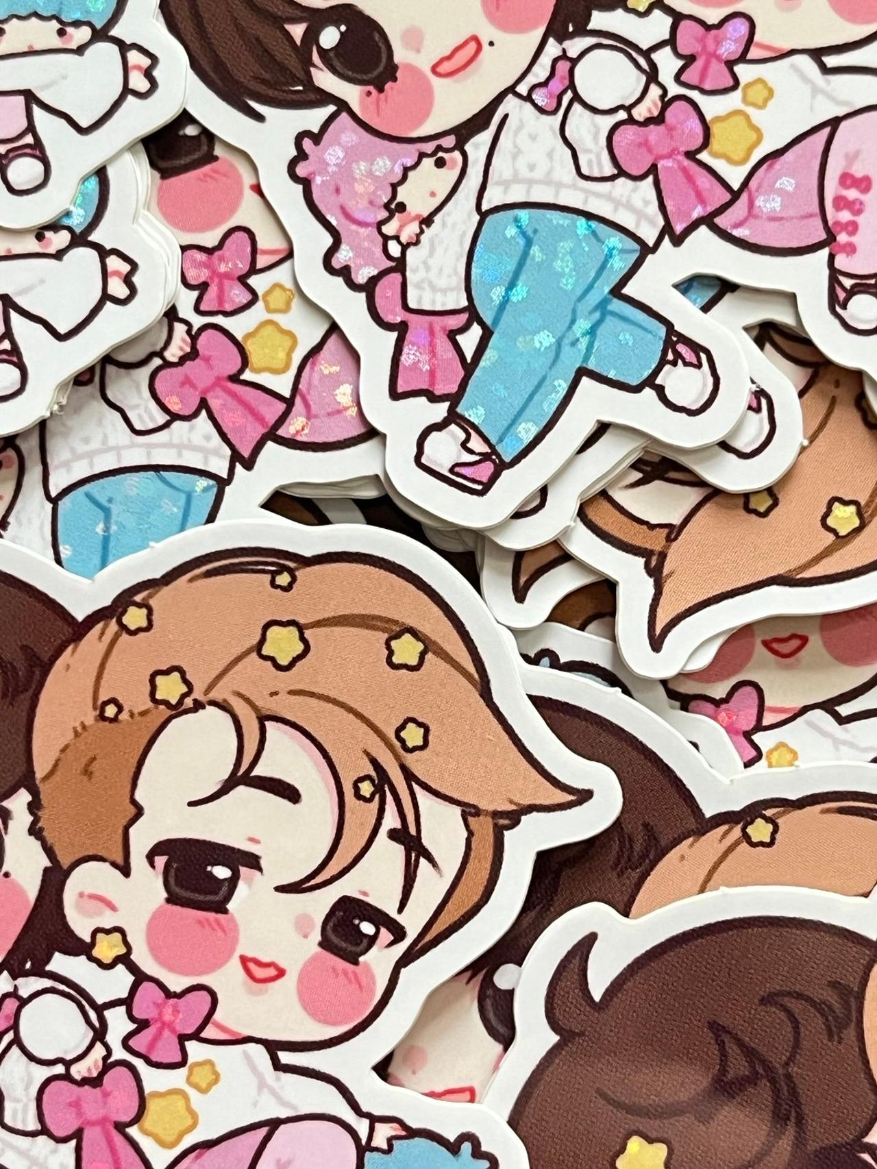 BTS x Sanrio FAN MADE Little Twin Stars x Jimin & V Glitter Sticker READ — image 6