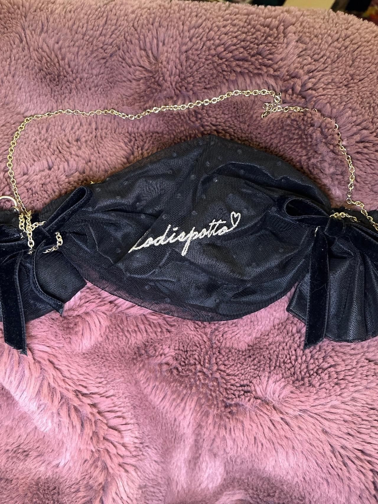Japan Lodispotto Designer Candy Purse Black Lace broken zipper