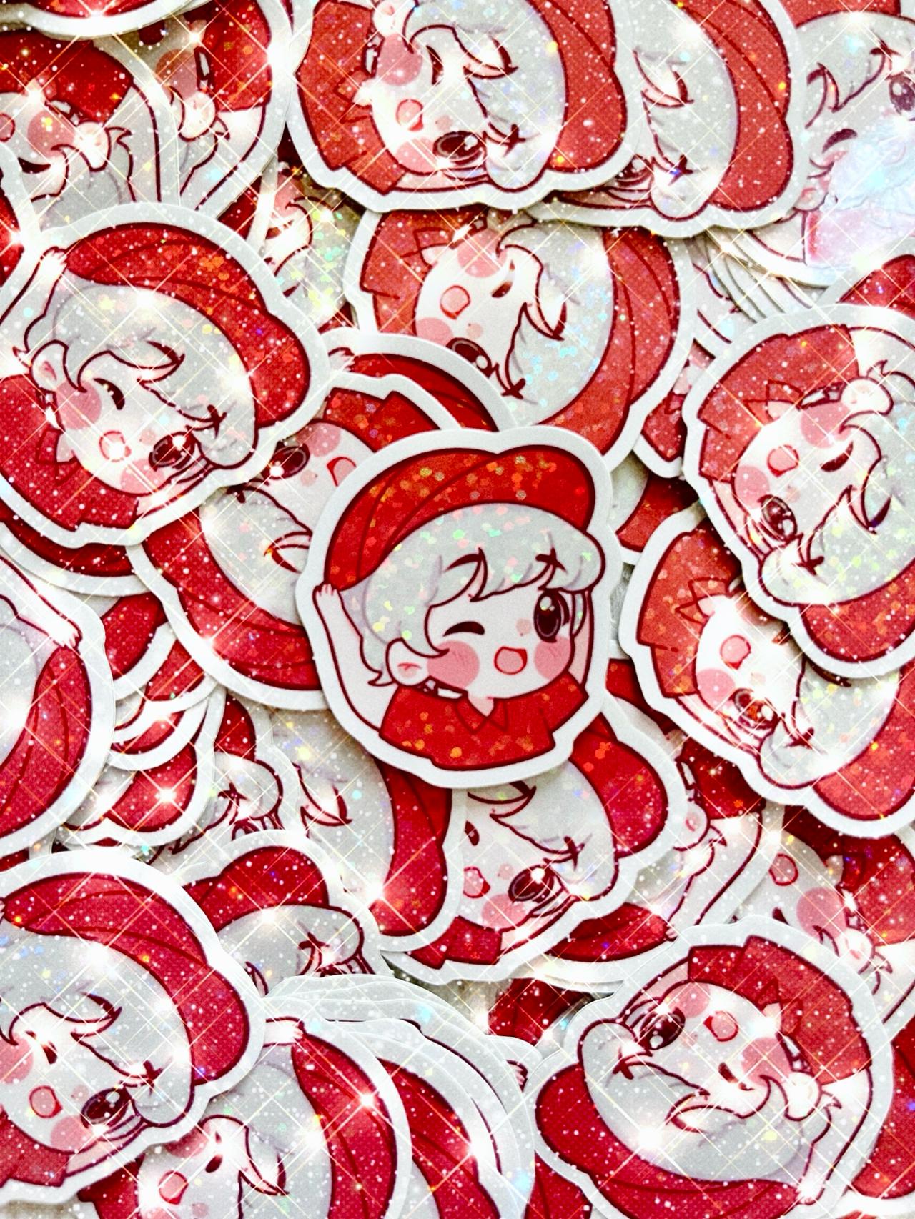 Kawaii Ducktales FAN MADE Hughy Chibi Glitter Sticker READ