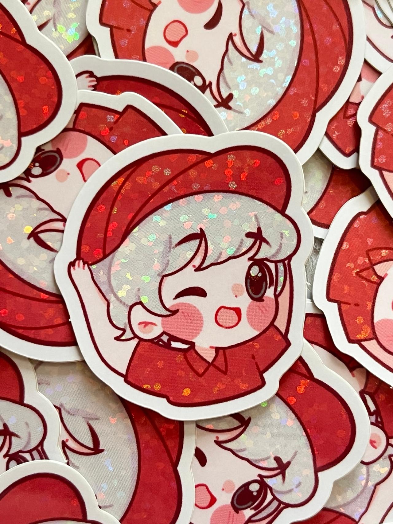 Kawaii Ducktales FAN MADE Hughy Chibi Glitter Sticker READ — image 2