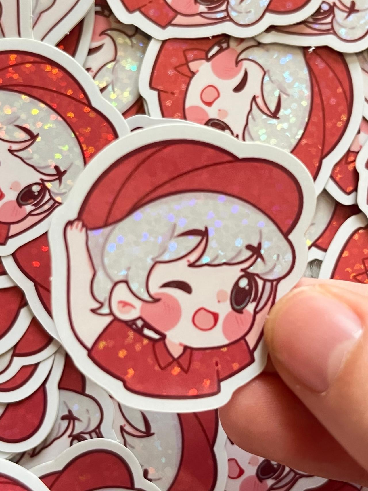 Kawaii Ducktales FAN MADE Hughy Chibi Glitter Sticker READ — image 3