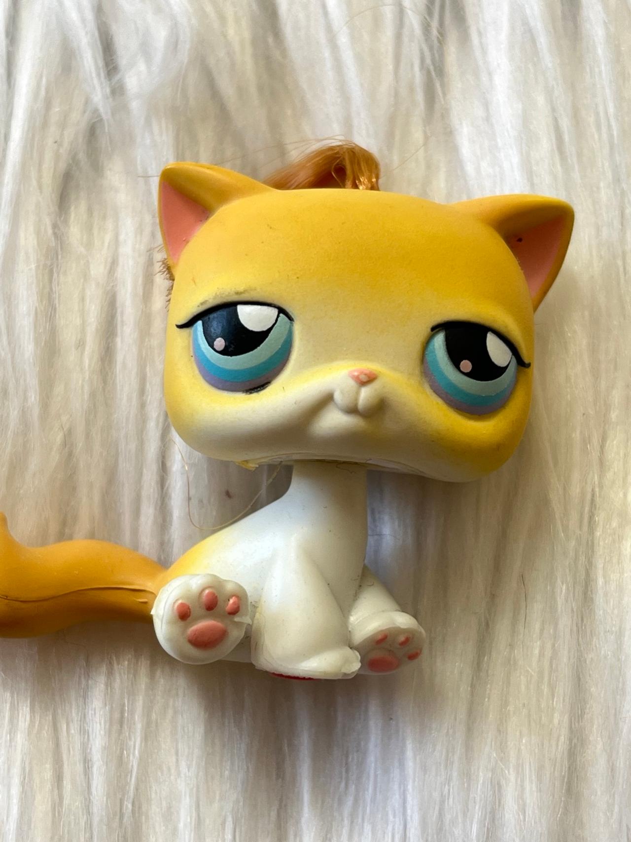 Littlest Pet Shop LPS Yellow White Cat #42 2004-2005 READ — image 2