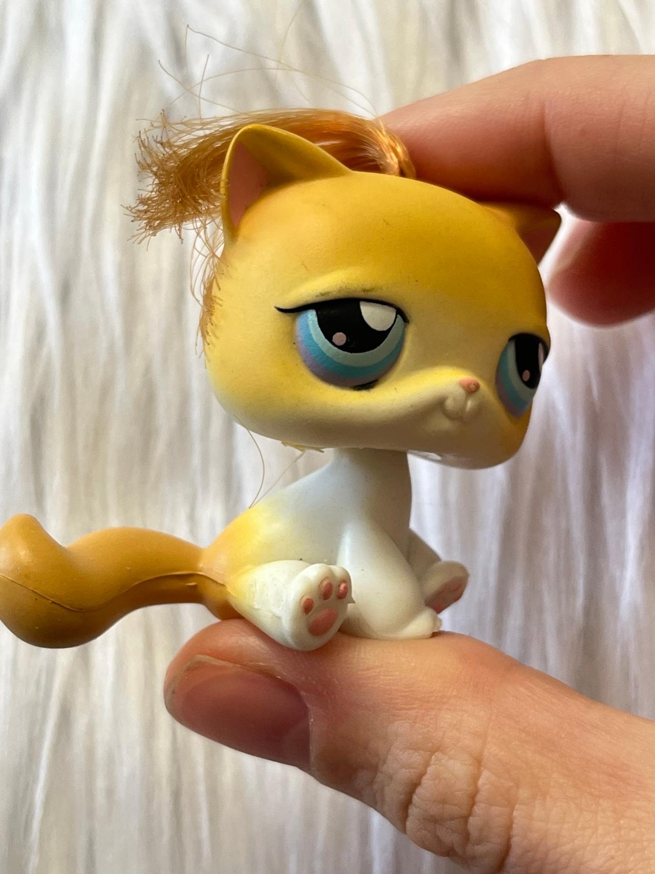 Littlest Pet Shop LPS Yellow White Cat #42 2004-2005 READ — image 4