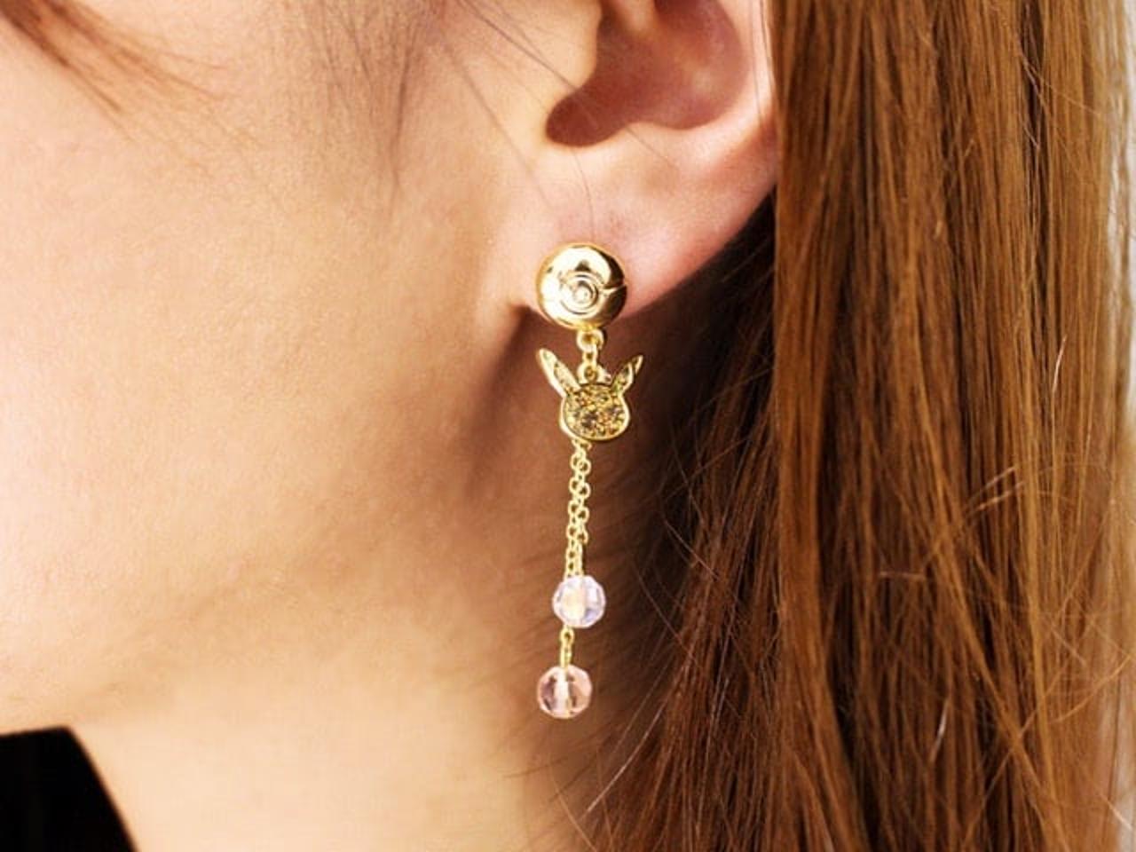 Pokémon Center JP Asakura Pikachu Gold Color Earrings GWOP READ — image 11